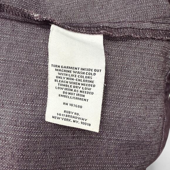 Ruby Rd Petite Denim Jacket Womens 6P Small Purple Studded Boho Festival Western - Picture 13 of 13